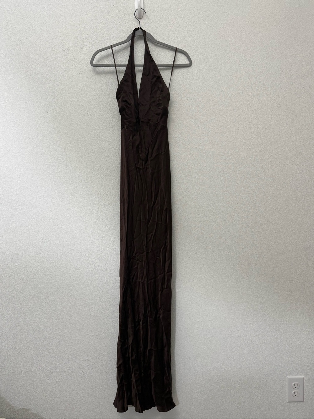 BEC + BRIDGE Frida Halter Maxi Dress Dark Chocolate US 4 $300 Evening Formal - Picture 2 of 10